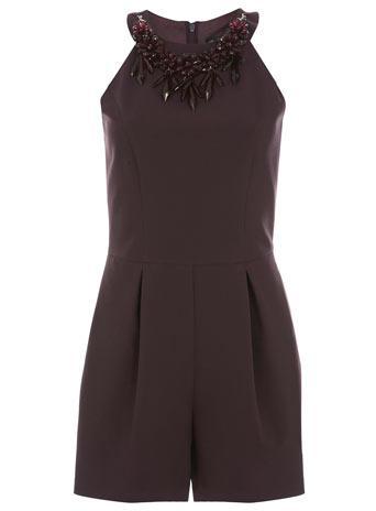 Womens Necklace Trim Romper