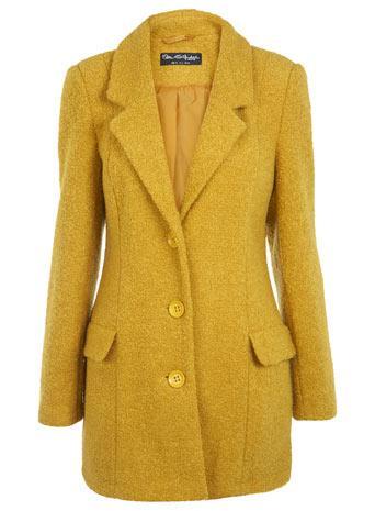 Yellow Wool Single Breasted Coat