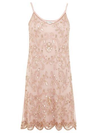 Nude Embellished Cami Dress