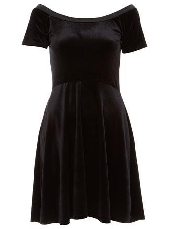 Faux Leather Trim Velvet Dress