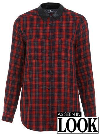 Pu Collar Check Shirt