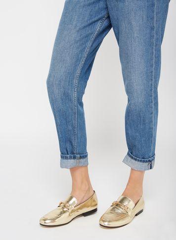 Miss Selfridge Womens Evita Gold Full Loafers