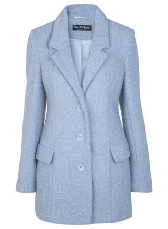 Blue Wool Single Breasted Coat