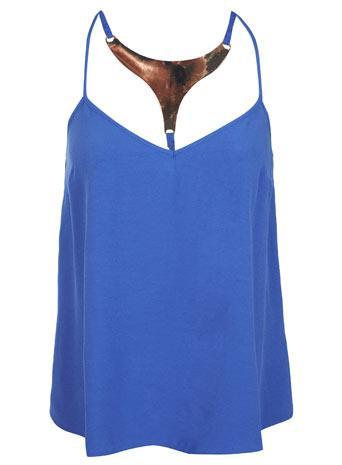 Blue Trim Back Cami