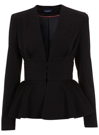 Black Nipped In Peplum Jacket