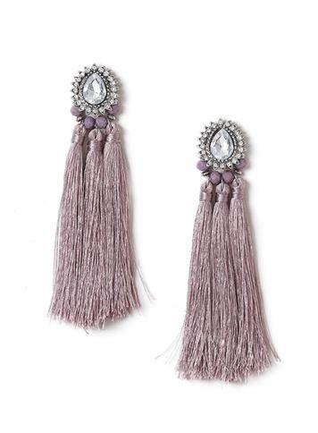 Miss Selfridge Womens Statement Lilac Jewelled Tassel Earrings