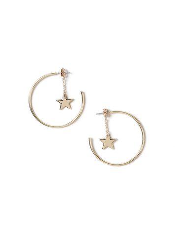 Miss Selfridge Womens Front And Back Star Drop Hoops