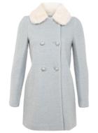 Womens Fur Collar Pea Coat