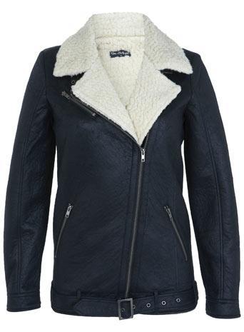 Navy Bonded Shearling Jacket
