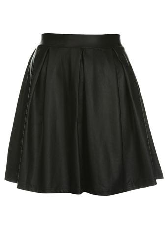 Wetlook Pleated Skater Skirt