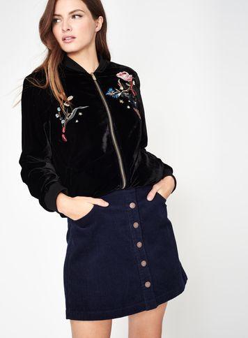 Miss Selfridge Womens Navy Cord A-line Mini Skirt