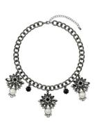 Womens Grey And Cream Stone Collar