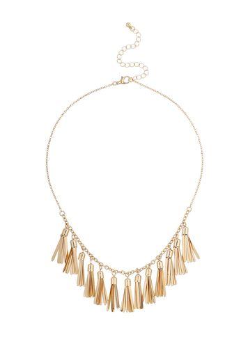 Miss Selfridge Womens Gold Metal Tassel Necklace