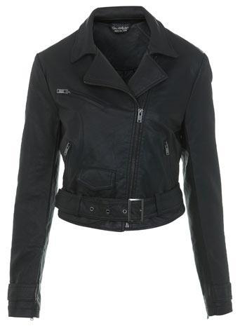 Cropped Faux Leather Jacket