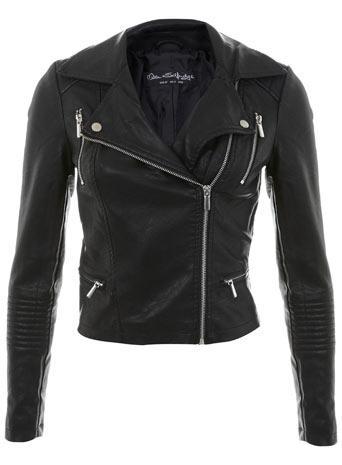 Womens Crop Faux Leather Biker