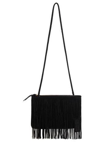 Black Suede Fringe Bag