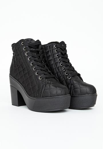 Missguided Black Quilted Platform Boots