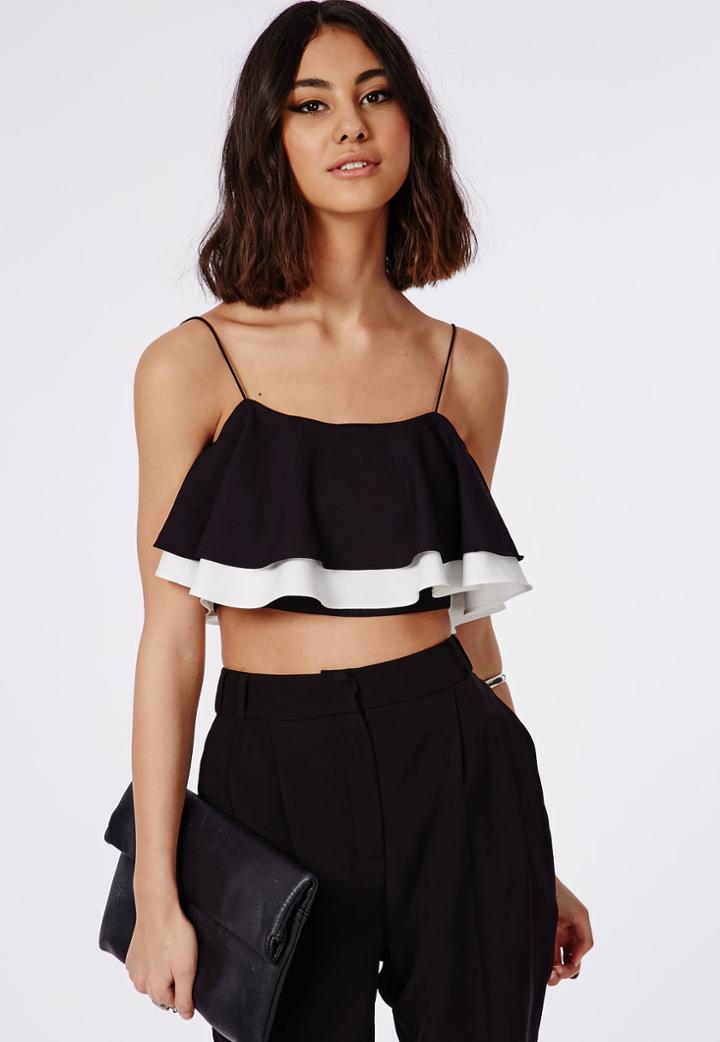 Missguided Monochrome Ruffle Crop Top