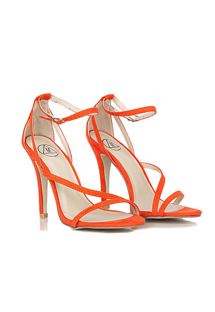 Missguided Orange Faux Suede Strappy Heels