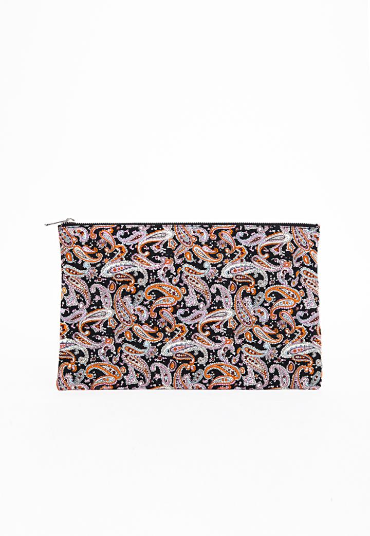 Missguided Akasha Paisley Printed Oversized Clutch Bag Multi