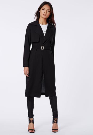 Missguided Lightweight Trench Coat Black
