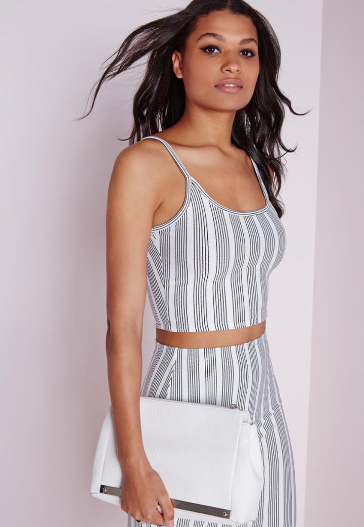 Missguided Stripe Crop Top White