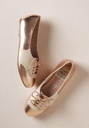 Bettiepage Study Buddies Oxford Flat In Rose Gold In 10