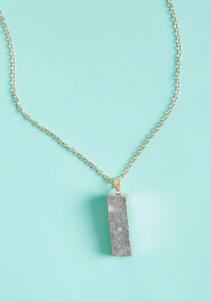 Modcloth Picky Druzy Necklace In Grey