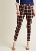 Modcloth Slow And Edgy Wins The Race Pants In Red Plaid In S