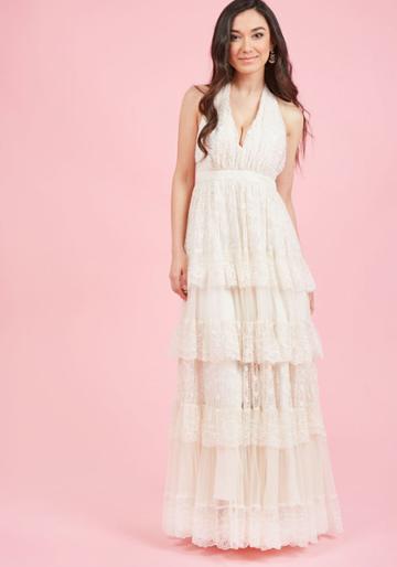 Modcloth Layered Love Maxi Dress In Ivory In M