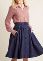 Modcloth Intern Of Fate Midi Skirt In Dotted Blue In 4x
