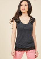 Modcloth Grace And Lace Top In Charcoal