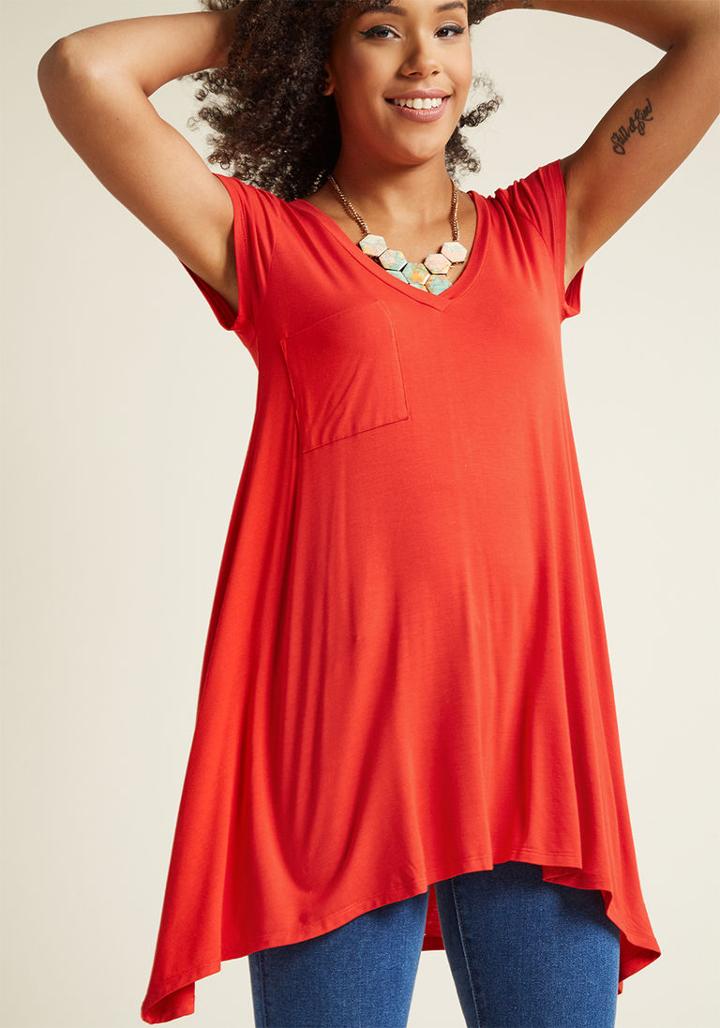 Modcloth A Crush On Casual Tunic In Cardinal In 2x
