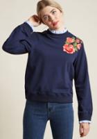 Modcloth Bookstore Beguilement Embroidered Sweatshirt In L