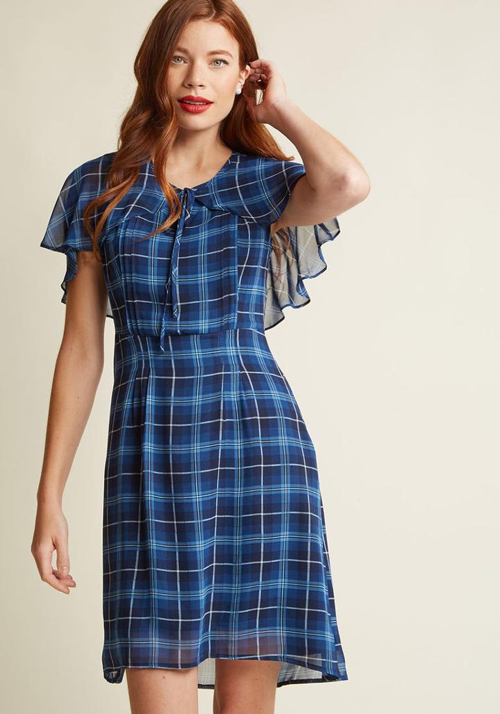 Modcloth Chiffon A-line Cape Dress In 1x