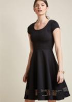 Modcloth Textured A-line Dress With Lace Insert In Black In 3x