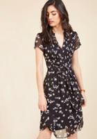 Modcloth Ladies Who Launch A-line Dress In Noir Blossom
