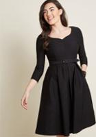 Modcloth Sartorial Secret Fit And Flare Dress In Black In L