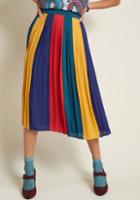 Modcloth Pleated Chiffon Midi Skirt In Colorblock In Xxs