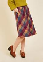 Modcloth Sunday Sojourn Midi Skirt In Warm Plaid In 1x
