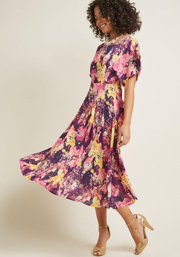Collectif Collectif Motivated To Amaze Midi Dress In Abstract In 20 (uk)