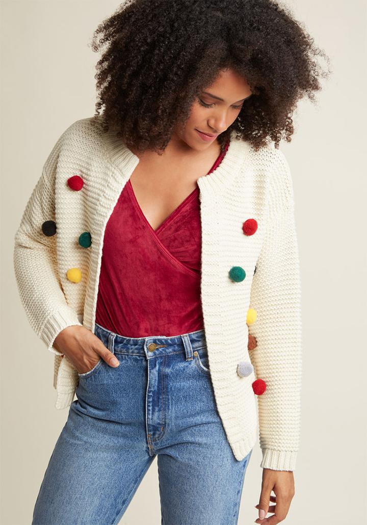 Companiafantastica Compania Fantastica The Pom Diggity Cardigan In L