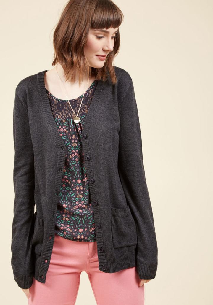  Have A Good Knit Cardigan In Charcoal In S