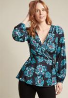 Modcloth Chic Sophistication 3/4 Sleeve Top In Floral In 4x