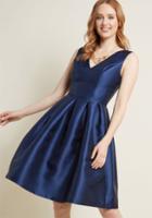 Modcloth Chi Chi London Sweetly Celebrated Fit And Flare Dress In Navy In 6