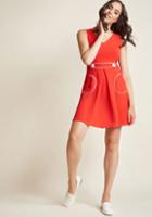 Modcloth Obsessed With Retro A-line Dress In Candy Apple In Xs