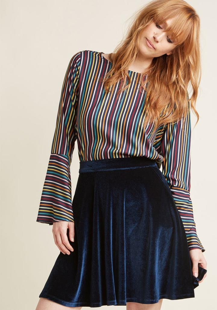 Modcloth Velvet Skater Skirt With Pockets In Xxs