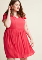 Modcloth Pleat, Repeat A-line Dress In Magenta In 3x