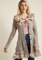 Ryu Train Station Salutations Ruffled Cardigan In Petal In Xl