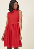 Modcloth Rule The Whirl A-line Dress In Poppy In Xs
